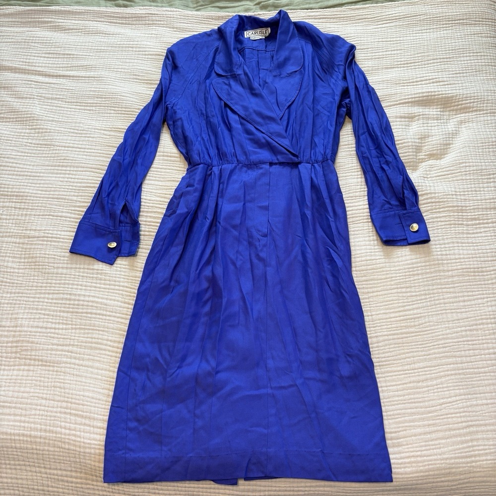Carlisle Royal Blue Long Sleeve Wrap Dress